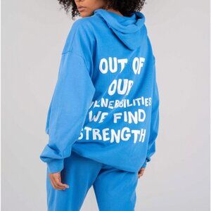 The Mayfair Group Blue White Hoodie Out of our vulnerabilities we find strength